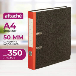Папка-регистратор Attache Economy 50 мм мрамор с красн кор,мет.уг.,бум/бум фото 2