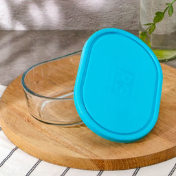 Контейнер Peanut, 1050 мл, с крышкой, стекло, голубой