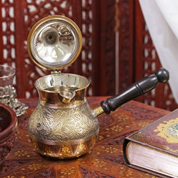 Турка Синичка, 500 мл, с крышкой, деревянная рукоять, латунь - Simaland фото 2