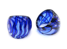 Стеклянное кольцо модель 4 цв.синий Радуга камня