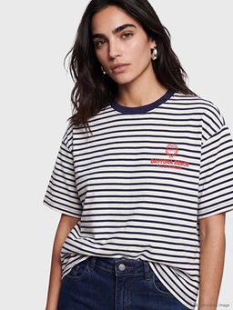 ?izgili Oversize %100 Pamuklu Kad?n Ti??rt