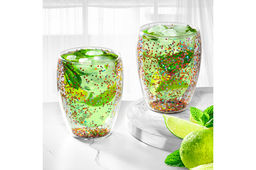 Набор 2 стаканов 350 мл 9*9*11,5 см Crystal glass с двойными стенками и декором из глиттера - Elan gallery фото 14