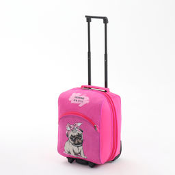 Чемодан на колёсах малый 16" на молнии, розовый