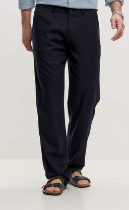 Брюки лен F511-0851 navy