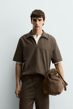 CAMISA POLO FLUIDA / Khaki - Zara фото 2