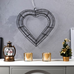 Светодиодная фигура Сердце 40.5?39.5 см, металл, от батареек ААх2, свечение тёплое белое - Luazon lighting фото 2