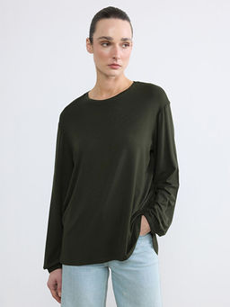 Bisiklet Yaka Balon Kollu Oversize Bluz