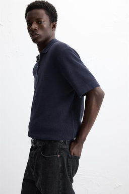 PEARL KNIT POLO SHIRT WITH ZIP - Zara фото 6