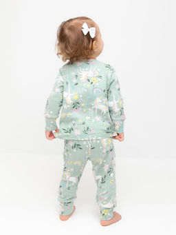 К 1552/голубая дымка,единороги в цветах пижама д/дет яс