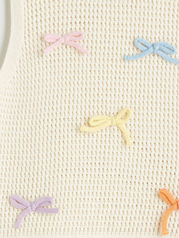 Kurdele Detayl? K?z ?ocuk Triko S?veter