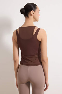 Koyu Kahverengi Dalg?c/Scuba Regular Bluz THMSS26BZ00003 - Trendyolmilla фото 6