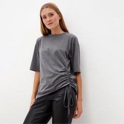 Футболка женская с кулиской MINAKU REGULAR FIT, серый, размер 52