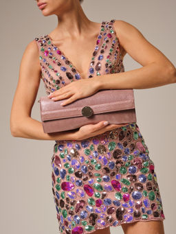 Клатч замшевый Deboro 30477 розовое серебро