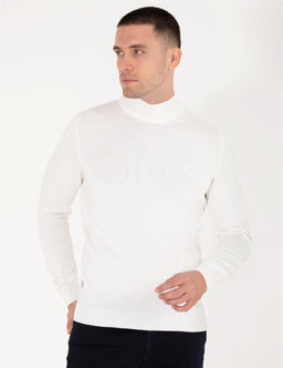 Ekru Slim Fit Yar_m Bal_k__ Yaka Basic Triko Kazak - Pierre cardin фото 3