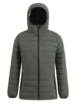 Куртка женская гибридная стёганая с капюшоном с графеновой подкладкой цвета хаки 9622_1Kh