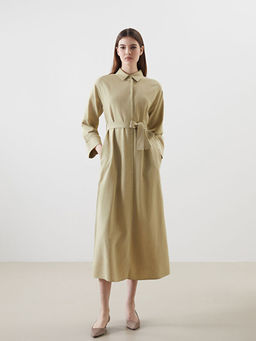 Keten Kar???ml? Kad?n G?mlek Elbise