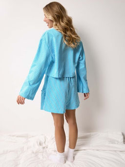 MY Рубашка домашняя укороч.на завязках (клетка) Р223  фото 2