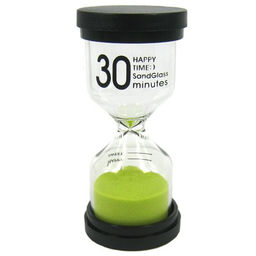 Песочные часы на 30 минут, зеленые, 10см, стекло, пластик