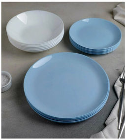 Столовый набор ЛАЙТ БЛЮ&УАЙТ 18 предметов арт.P5911 /Люминарк/