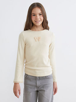 Bisiklet Yaka Fiyonk Detayl? K?z ?ocuk Ti??rt