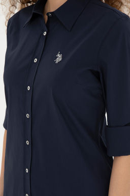 Женская базовая рубашка темно-синего цвета с длинным рукавом - U.s. polo assn фото 7