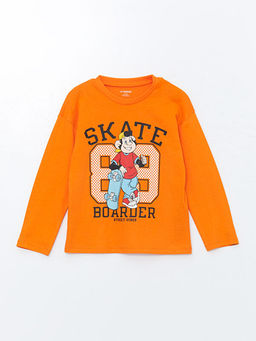 Bisiklet Yaka Uzun Kollu Nostaljik Maymun Bask?l? Erkek Bebek Ti??rt