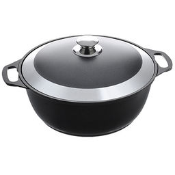 Кастрюля-жаровня с антипригарным покрытием 3л, д36см "Традиция", h8,5см, литая, металлическая жаропрочная крышка (Россия)