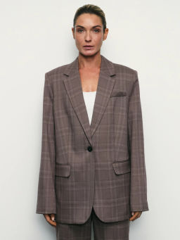 Однобортный жакет в клетку / Zarina фото 3