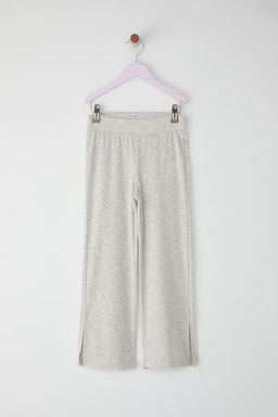 Gri Melanj K?z Cocuk Pamuklu Basic Y?rtmac Detayl? Wide Leg Orme Pantolon TKDSS25PL00016 - Trendyolmilla фото 2