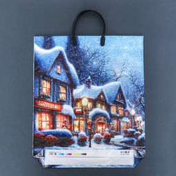 Цена за 5 шт. Пакет «Рождественская ночь», полиэтиленовый с пластиковой ручкой, 37.5×44.5 см