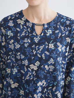 Bisiklet Yaka ?i?ekli Bluz