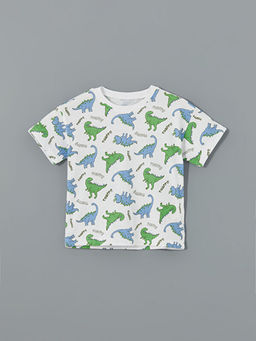 Bisiklet Yaka Bask?l? Erkek ?ocuk ?ortlu Pijama Tak?m?