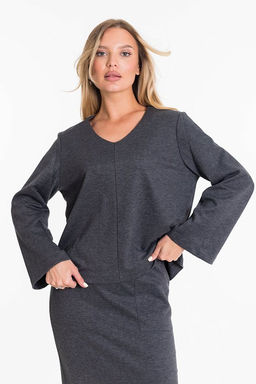 Костюм (джемпер+юбка) М323176Wb серый графит - Елена фото 5