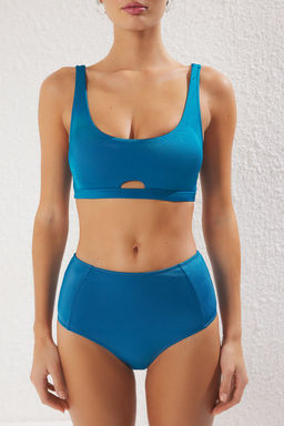 Trendyolmilla Petrol Bralette Cut Out/Pencereli Parlak Yuksek Bel Regular Bikini Tak?m? TBESS25BT00129  фото 3