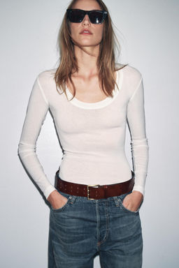 CREPE LONG SLEEVE T-SHIRT - Zara фото 2