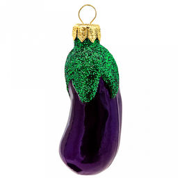 Елочная игрушка фигурка стеклянная "Баклажан-1" д3,3см, h9см, ручная художественная роспись, подарочная упаковка (Россия)