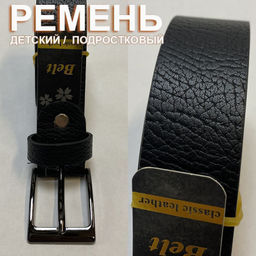 Ремень универсальный черный, застежка черное серебро ,квадрат - Family фото 2