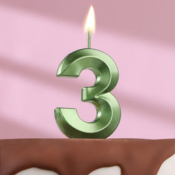 Цена за 2 шт. Свеча в торт на шпажке «Цифра 3», зеленая, 5 см