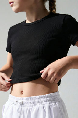 Укороченная футболка в рубчик для девочки Happyfox