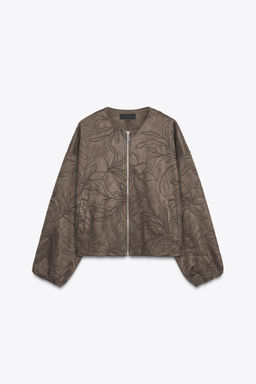 EMBROIDERED FAUX SUEDE BOMBER JACKET - Zara фото 9