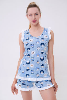 Пижама женская из майки и шорт из кулирки Флаффи кошки
