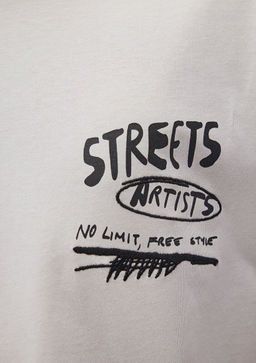 S?rt Bask?l? Gri Tisort - Mavi фото 7