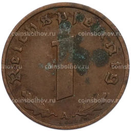 Монета 1 рейхспфенниг 1937 года A Германия