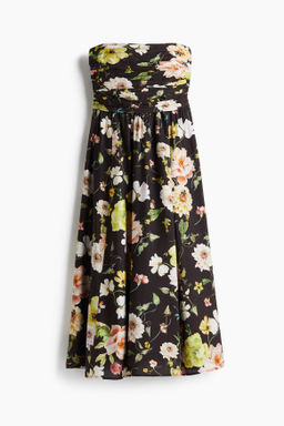 Vestido bandeau plisado