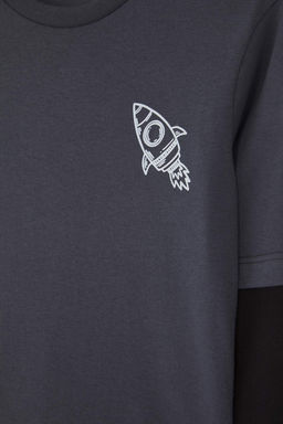 Zumrut Yesili 100% Pamuk Bask?l? Regular Fit Orme Erkek Cocuk T-Shirt TKDAW26TS00012 - Trendyolmilla фото 8