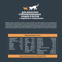 Скидка 15% АльфаПет ВАУ Суперпремиум Сухой полнорационный корм индюшка,потрошки для взрослых стерилизованных кошек и котов 750г - AlphaPet фото 5