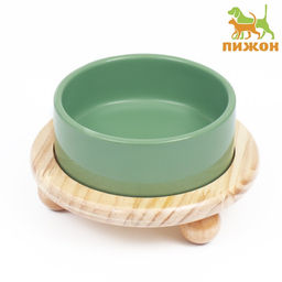 Миска керамическая на подставке 450 мл 135 см, серозеленая - Пижон фото 2