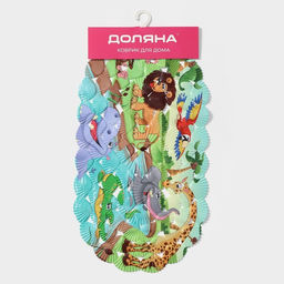 Коврик противоскользящий в ванну на присосках Доляна Звери Африки, 36?67 см фото 4