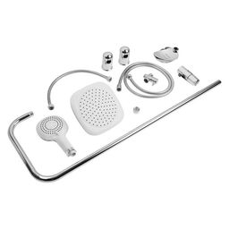 Душевая система ZEIN Z4312, тропическая и ручная лейка 3 режима, шланги, стойка, мыльница, хром