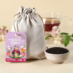 Чай чёрный Любимой бабушке в подарочном мешочке, вкус: ваниль и карамель, 100 г.